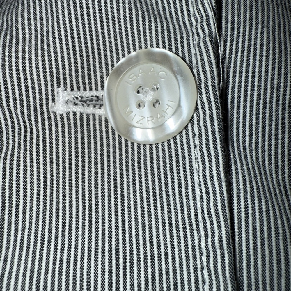 Womens Business Office Pinstripe Blazer Jacket Isaac Mizrahi Grey S 3/4 Sleeve - Picture 6 of 11